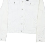 CALVIN KLEIN JEANS Womens White XL Cotton Blend Jacket Button Plain Clean Style