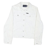 CALVIN KLEIN JEANS Womens White XL Cotton Blend Jacket Button Plain Clean Style