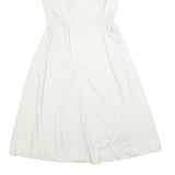 C&A Womens White Polka Dot Day Polyester Dress S Sleeveless Midi V-Neck