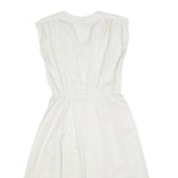 C&A Womens White Polka Dot Day Polyester Dress S Sleeveless Midi V-Neck