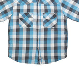 DICKIES Mens Blue & Grey Check Short Sleeve Shirt S Casual Cotton Blend