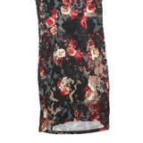 CARMEN Womens Black & Red Floral Bodycon Cotton Blend Midi Dress Size S