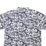 CRAY SHIRTS Mens Blue & White Wave Print Short Sleeve Polo Shirt M Cotton Blend