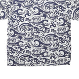 CRAY SHIRTS Mens Blue & White Wave Print Short Sleeve Polo Shirt M Cotton Blend