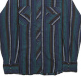 WRANGLER Mens Blue Green Striped Shirt L Cotton Casual Long Sleeve Button