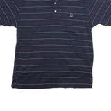 TOMMY HILFIGER Mens Blue Striped Polo Shirt S Classic Fit Cotton Short Sleeve