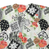 Womens White Green & Black Abstract Floral Printed Top Sleeveless V-Neck L