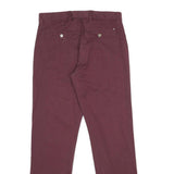 TOMMY HILFIGER Mens Regular Burgundy Cotton Blend Trousers W28 L30 Classic Zip