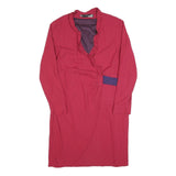 LOVE MOSCHINO Womens Red & Navy Wrap Dress Polyester Blend Long Sleeve UK 14
