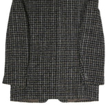 Mens Black & Brown Check Classic Jacket M Polyester Blend Button Closure Formal