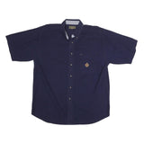 HUNTING HORN Mens Navy Blue Cotton Shirt XL Button Down Casual Summer