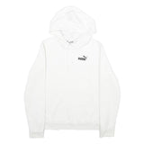 PUMA Mens White Hoodie M Cotton Blend Pullover Hooded Top Casual Sportswear