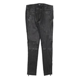 DOLCE & GABBANA Womens Leather Black Slim Skinny Trousers W28 L30 Stylish Zip