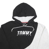 TOMMY HILFIGER Womens Black & Grey Cotton Blend Hoodie XL Crop Sweatshirt Casual