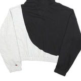 TOMMY HILFIGER Womens Black & Grey Cotton Blend Hoodie XL Crop Sweatshirt Casual