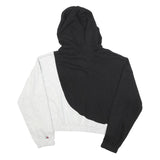 TOMMY HILFIGER Womens Black & Grey Cotton Blend Hoodie XL Crop Sweatshirt Casual