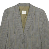 SALKO Womens Grey Wool Check Blazer Jacket L Button Closure Classic Fit