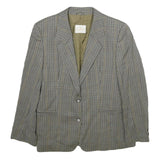 SALKO Womens Grey Wool Check Blazer Jacket L Button Closure Classic Fit