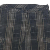 WRANGLER Mens Casual Shorts Blue & Brown Plaid L W36 Cargo Pockets