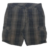 WRANGLER Mens Casual Shorts Blue & Brown Plaid L W36 Cargo Pockets