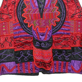 TROPICAL Mens Red & Purple Cotton Button Jacket L Embroidered Tribal Pattern