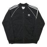 ADIDAS Mens Black & White Trefoil Logo Track Jacket M Polyester Blend Zip