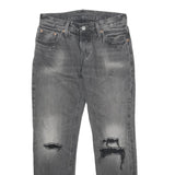 LEVI'S 501CT Womens Jeans Grey Classic Straight Denim Ripped W30 L28