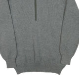 Mens Grey Plain Pullover Jumper Crew Neck Wool Blend L Thick Knit