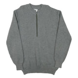 Mens Grey Plain Pullover Jumper Crew Neck Wool Blend L Thick Knit