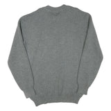 Mens Grey Plain Pullover Jumper Crew Neck Wool Blend L Thick Knit