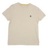 TIMBERLAND Mens Beige Crew Neck Short Sleeve T-Shirt L Cotton Blend Classic