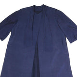 Womens Navy Cotton Blend Long Sleeve Open Front Jacket L Plain Classic Casual