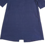 Womens Navy Cotton Blend Long Sleeve Open Front Jacket L Plain Classic Casual