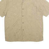 SIDEOUT Mens Beige Cotton Shirt L Casual Short Sleeve Button Front