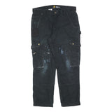 CARHARTT Mens Black Relaxed Fit Cargo Trousers W36 L30 Workwear Durable