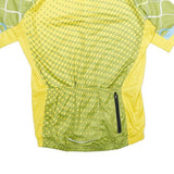 ARSUXEO Mens Yellow & Green Cycling T-Shirt L Short Sleeve 1/4 Zip Print