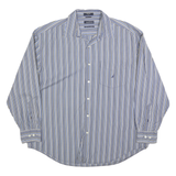 NAUTICA Mens Blue & Grey Striped Shirt XL Cotton Blend Long Sleeve Casual Button