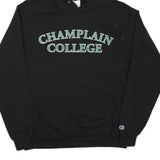 CHAMPION Mens Black Champlain College Pullover Hoodie L Cotton Blend