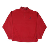 CHAPS Mens Red Quarter Zip Sweatshirt XL Embroidered Logo Casual