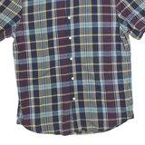 LEVI'S Mens Blue & Maroon Check Shirt L Cotton Casual Short Sleeve Lightweight
