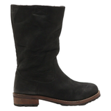 BUFFALO High Boots Black Leather Womens UK 4