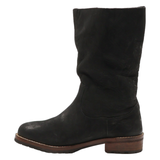 BUFFALO High Boots Black Leather Womens UK 4