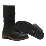 BUFFALO High Boots Black Leather Womens UK 4