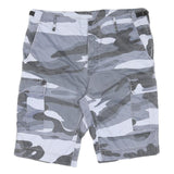 Mens Grey Camouflage Cargo Shorts L W40 Cotton Blend Casual Pocketed