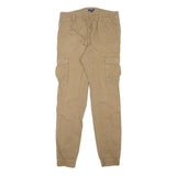 KIABI Womens Cotton Blend Beige Slim Cargo Trousers W28 L29 Drawstring Casual