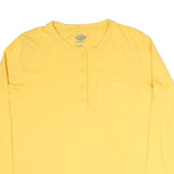 DICKIES Womens Yellow Long Sleeve T-Shirt XL Button Neck Cotton Blend Casual