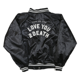 AUGUSTA Mens Black Varsity Jacket XL Polyester Blend Button Plain Retro