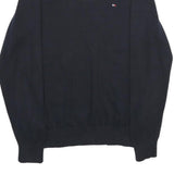 TOMMY HILFIGER Mens Black Plain Cotton Jumper Crew Neck Basic Knit M Casual