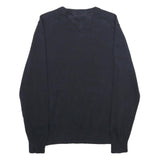 TOMMY HILFIGER Mens Black Plain Cotton Jumper Crew Neck Basic Knit M Casual