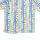 Womens Blue & Pastel Printed Shirt Short Sleeve Collared XL Cotton Blend Casual